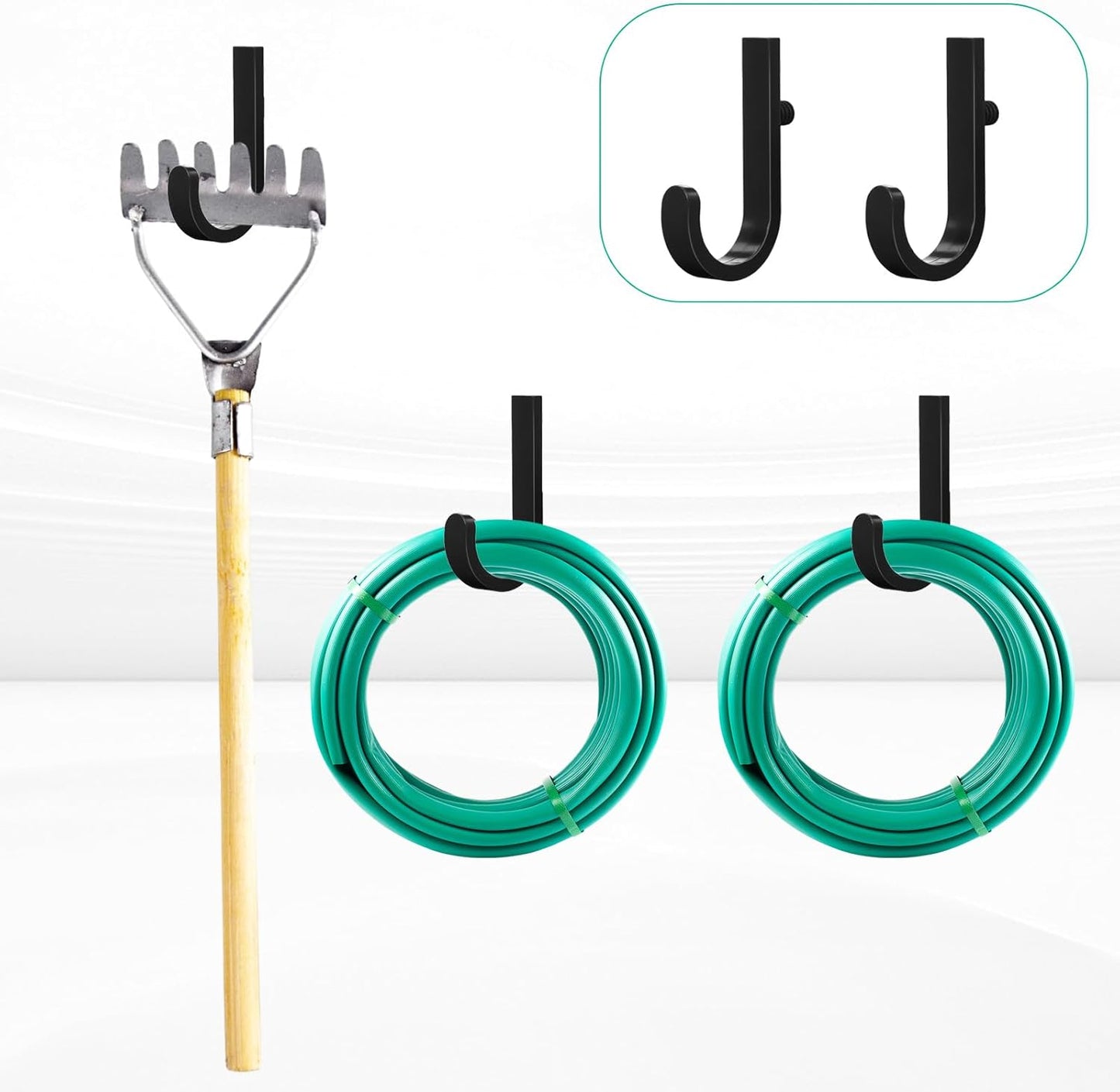 8 Pcs Shed Storage Tool Hooks Accessories Compatible with Suncast, Compatible with Craftsman for Hanging Shelves Accessories Part, Storage Sheds Replacement Screws, Brackets and Hooks(J Shaped)