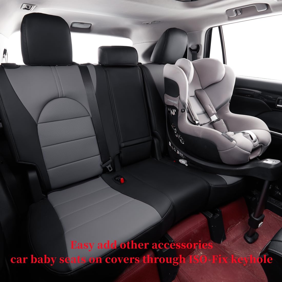 coverdream Camry Seat Covers Custom Fit for 2018-2024 Toyota Camry L LE SE SE Nightshade,Full Coverage Waterproof Leatherette Car Seat Protector (Full Set,Black/Gray)