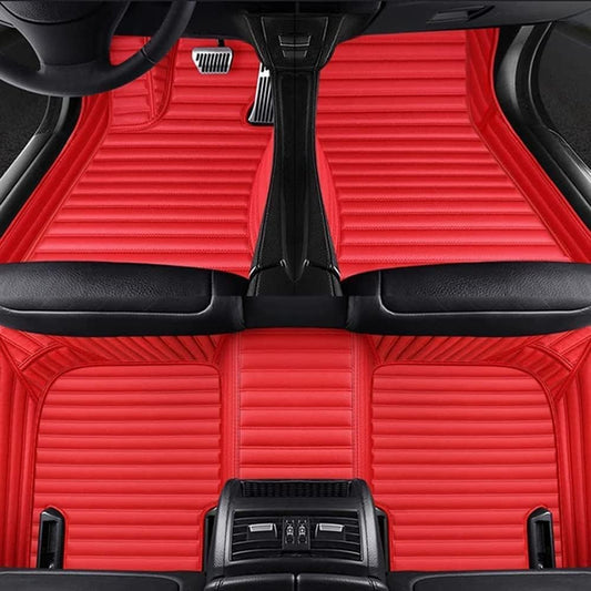 Custom All-Weather Protection Luxury Leather Floor Mats for Cars SUVs Trucks According Anti-Slip Leather Floor mats ﻿ (38,Striped Red)