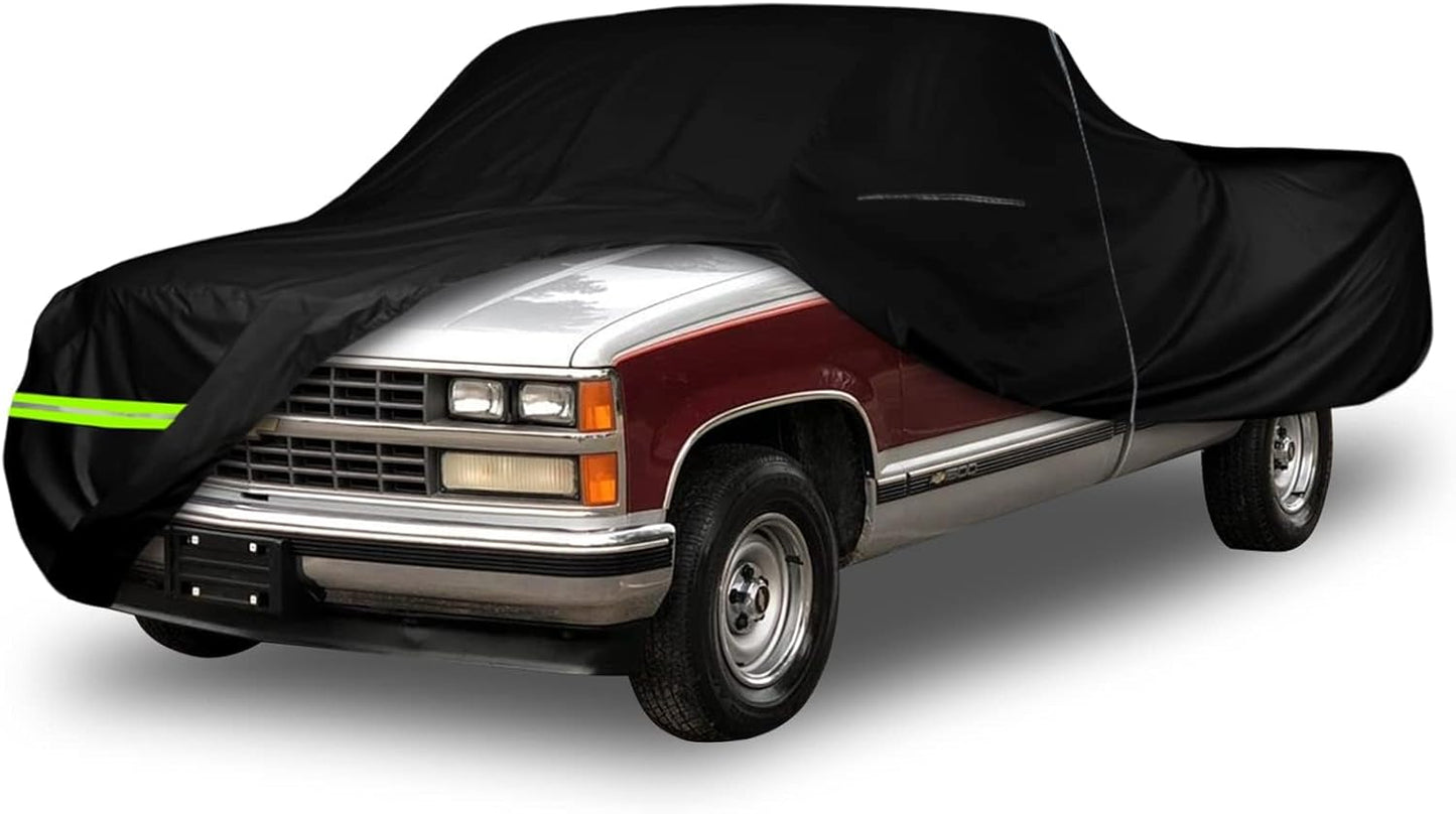 Waterproof Car Cover Compatible with Chevrolet C/K 1500/2500/3500 1988-1999, 2 Door Regular/Standard Cab Short Bed 300D All Weather Classic Car Covers with Zipper Door for Snow Rain Protection