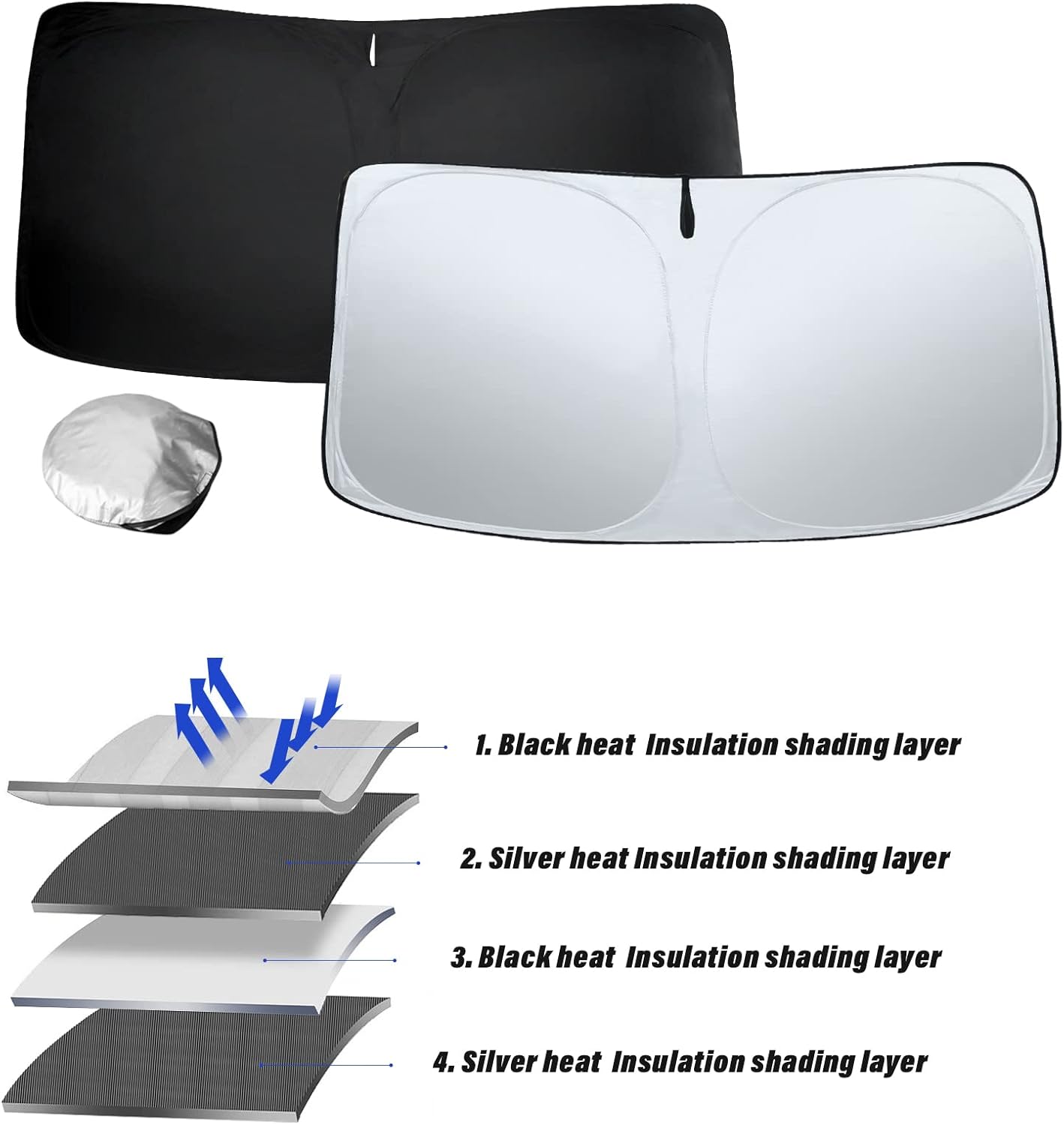 Sze Windshield Sunshade for 2021-2022 2023 2024 2025 Ford Mustang Mach-E, Foldable Front Window Sun Shade UV Reflector Sun Visor Privacy Protection Light Weight Keep Vehicle Cool-New Upgrade Sunshade