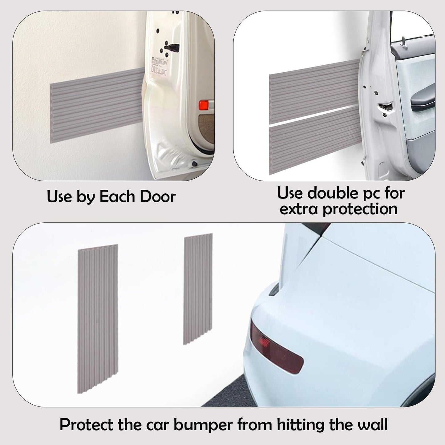 RUBBER BOND Garage Wall Protectors - 4in x 10ft Strong Self-Adhesive Rubber Bumper Protectors for Garage Walls - Heavy Duty, Waterproof and Anti-Scratch Garage Wall Protector for Car Doors (Grey)