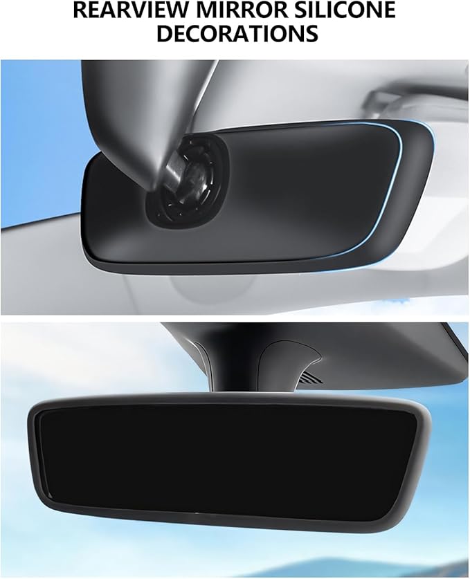 for Tesla Protector Trim Frame Model Y Juniper Model 3 Highlan 2026 Screen Edge Frame Rearview Mirror Cover Model Y Accessories Interior Silicone Decorations Center Console Decor Black