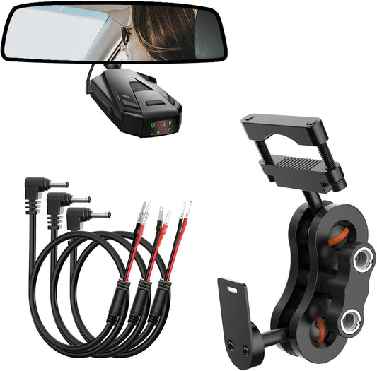 Radar Detector Mount,Rearview Mirror Rod Radar Mounting Bracket+Rearview Mirror Hard Wire Power Cord kit16,with Inline Fuse (for Cobra Radar Detector)