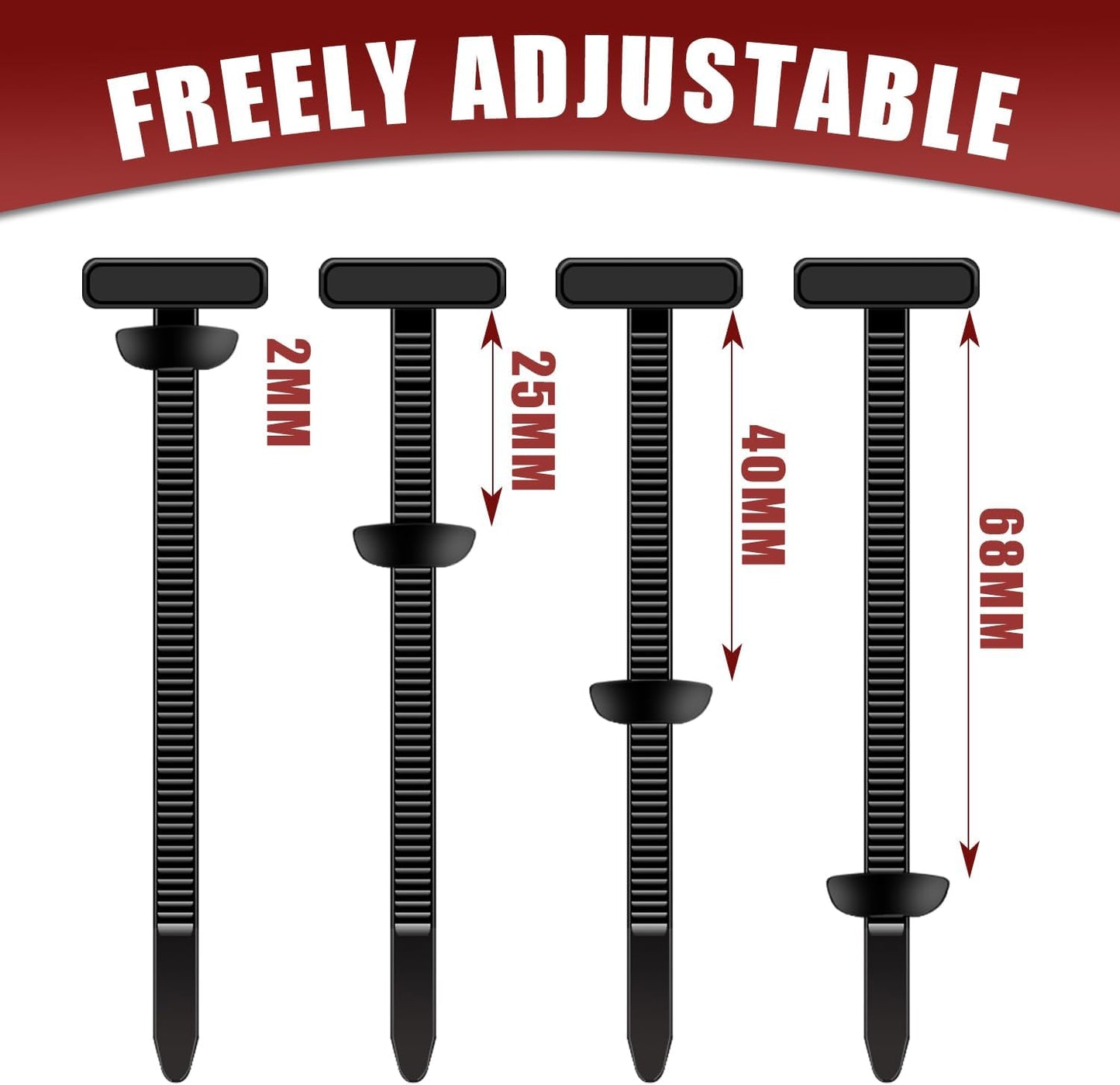 200Pcs Nylon Universal Cable Tie Buckle - Heavy Duty Self-Locking Push Pin Design with Button, UV Resistant Fasteners for Car Repair (Fender, Bumper, Trunk Liner), Wire Bundling, Home & Garage