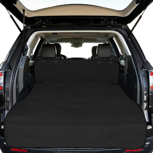 F-color SUV Cargo Liner for Dogs - Waterproof Pet Cargo Liner, Comfort Dog Cargo Cover with Bumper Flap Protector, Scrachproof Large Size Universal Fit SUVs Sedans Trunks Vans, Black