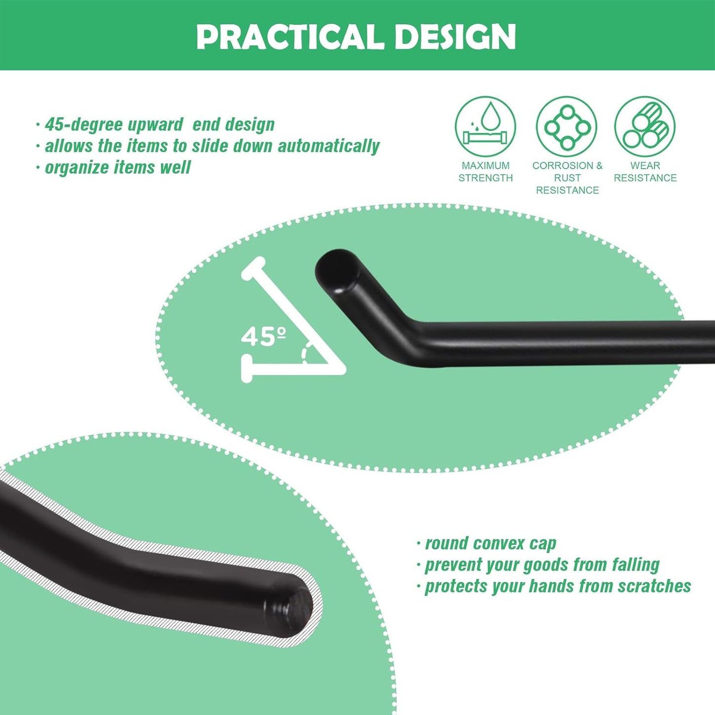 Yuahar Slatwall Hooks 50Pcs 4/6 Inch Slatwall Accessories Heavy Duty Slat Wall Hanging Hooks Panel Display Hooks Pegboard Gridwall Display Hook for Garage Retail Shop (Black)