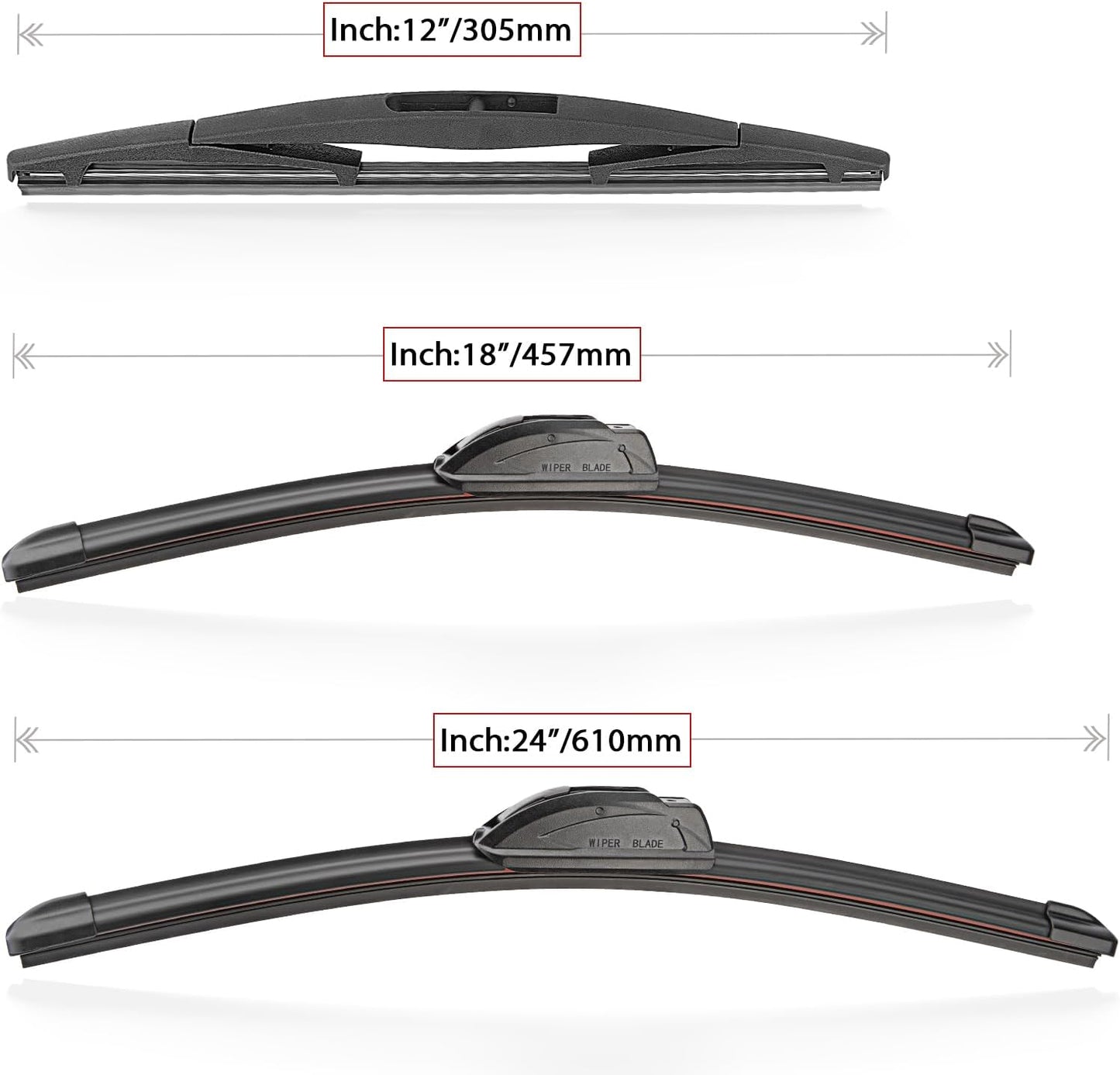 Windshield Wiper Blades Replacement for 2005-2015 Nissan Xterra / 2005-2012 Nissan Pathfinder Original Factory Quality Front Rear Wipers Blade Set for My Car - 24" 18" 12" (Pack of 3)