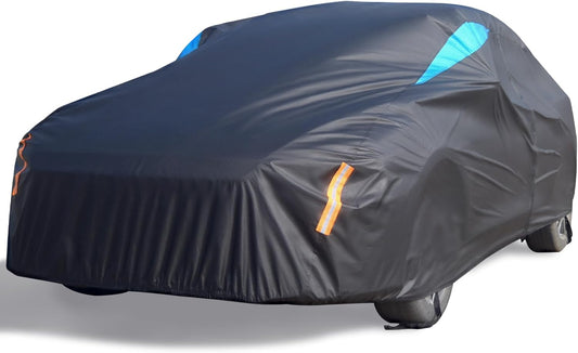 Car Cover Waterproof All Weather, 6 Layers Car Covers for Automobiles, Full Exterior Cover with Zipper, Outdoor Car Cover Sun UV Rain Snow Wind Protection for Sedan (190-195 inch)