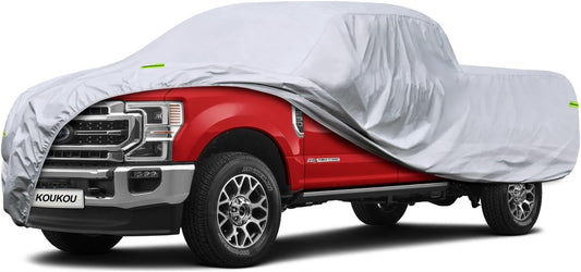 KouKou Truck Cover Waterproof All Weather, 6 Layers Full Pickup Cover Universal Fit Truck Ford 150,Ram 1500,Chevy Silverado,Toyota Tundra ect.(229-242 inches)