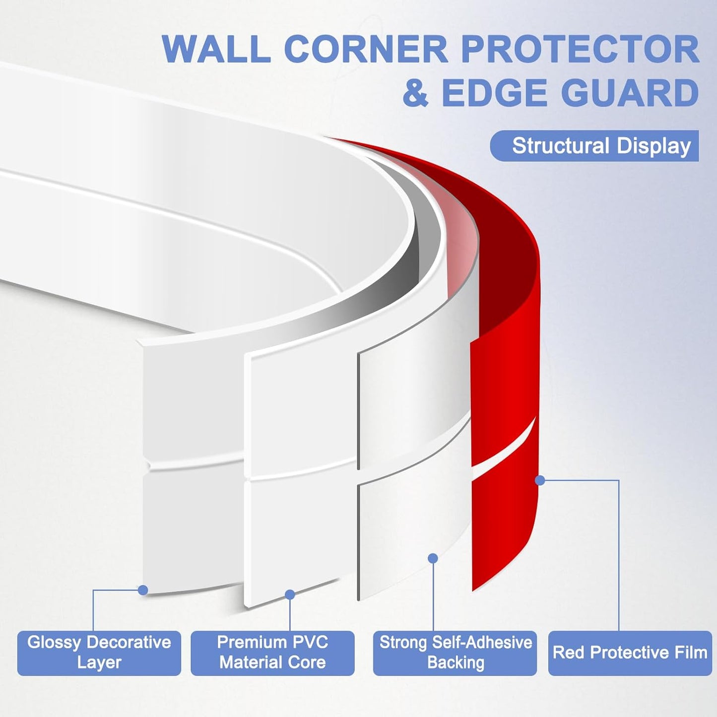 Wall Corner Protector Moulding Trim Peel and Stick Wall Corner Guards Trim Flexible Self Adhesive Edge Protector Moulding, 0.8 in x 10 Ft, White