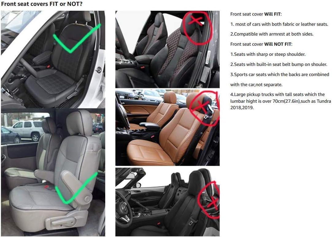 Seat Covers Full Set, Waterproof Leather Seat Covers for Cars, 5 Seats Universal Car Seat Protectors, Black Car Seat Covers Car Seat Cushions Fit for Most Cars (Black)