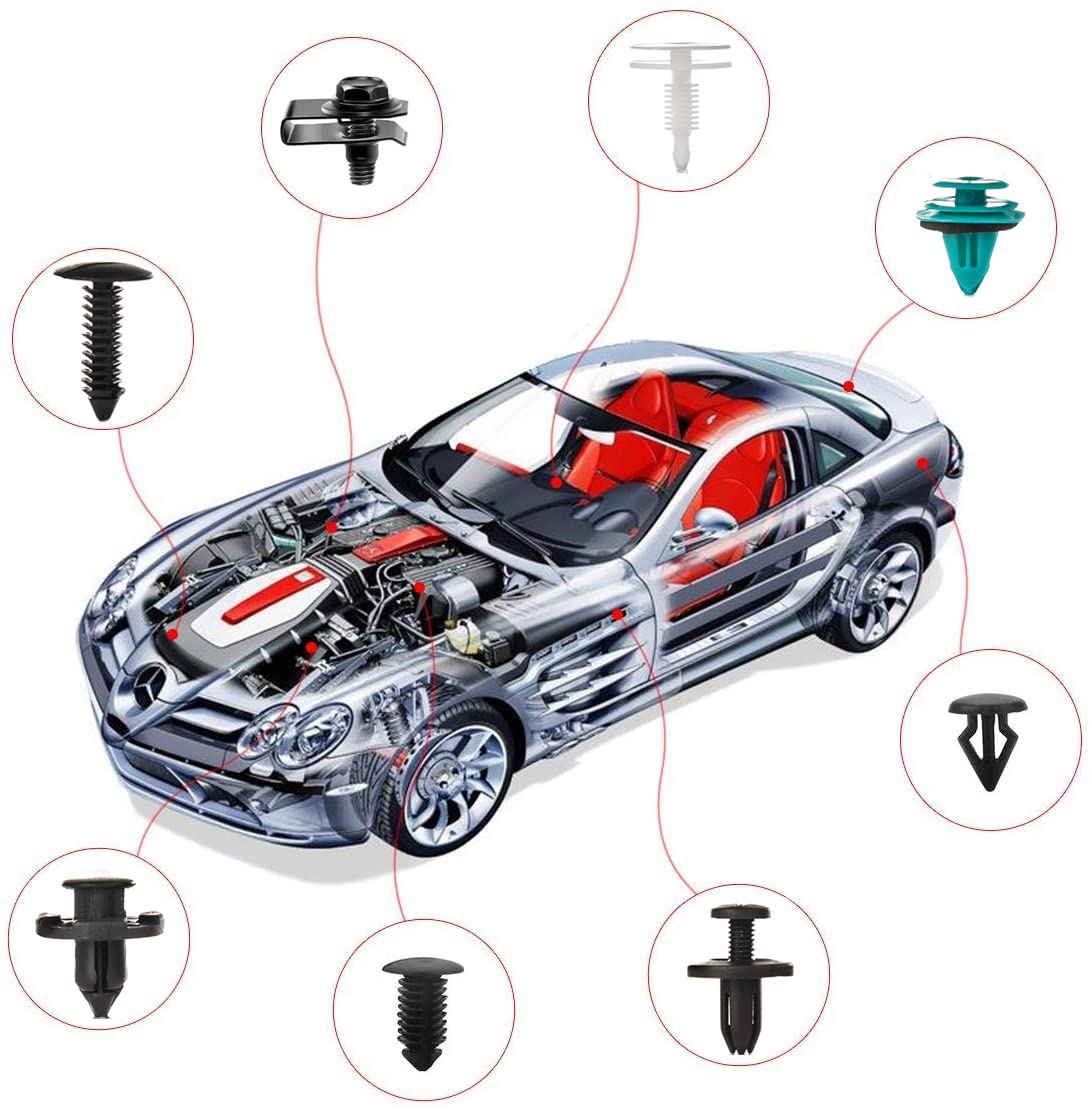 801pcs Car Push Retainer Clips with 24 Popular Push Pins for Auto Parts - Sizes - Blue Fastener Remover Tool for Toyota, GM, Ford, Honda, Acura, Chrysler