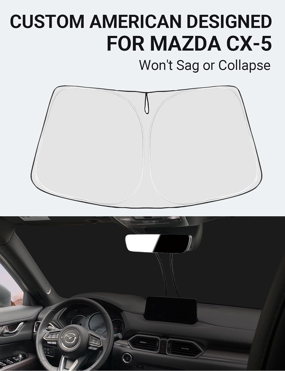 Proadsy for Mazda CX-5 2017-2024 2025 Windshield Sun Shade 4-Layer Foldable Front Sunshade Protector Sun Visor Blocks UV Rays Keep Car Cooler