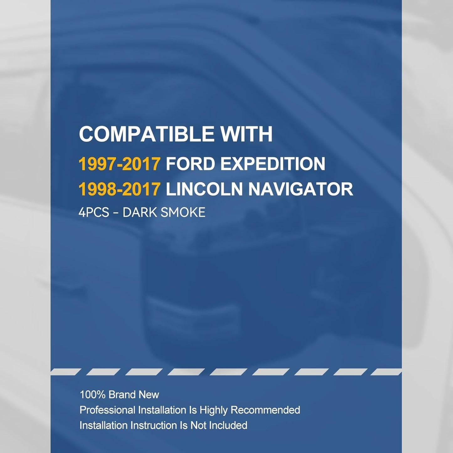 Auto Dynasty Set of 4 Carbon Fiber Pattern Window Visors Compatible with Ford Expedition Lincoln Navigator 1997-2017, Tape-On Rain Guards Shield Vent Shade Deflector Black
