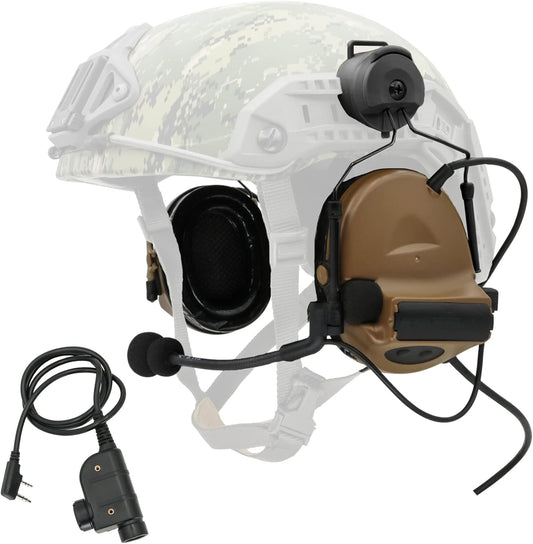 COMTA 2 Helmet-Type Tactical Headset with U94 PTT 2pin，Noise Canceling Headphones，for Airsoft Hunting Shooting