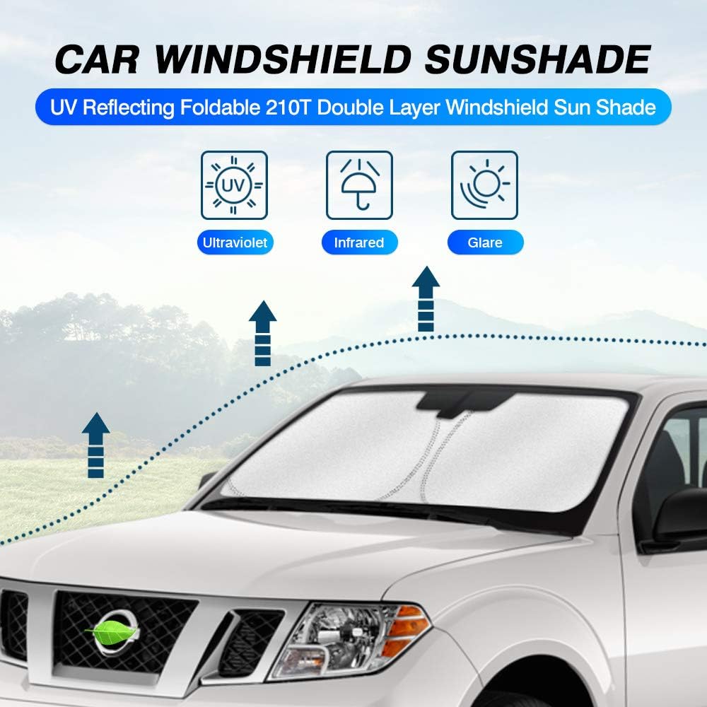 KUST Windshield Sun Shade for 2006-2021 Nissan Frontier Accessories Custom Fit Sunshade Foldable Sun Visor Protector Blocks UV Rays Keep Your Car Cooler