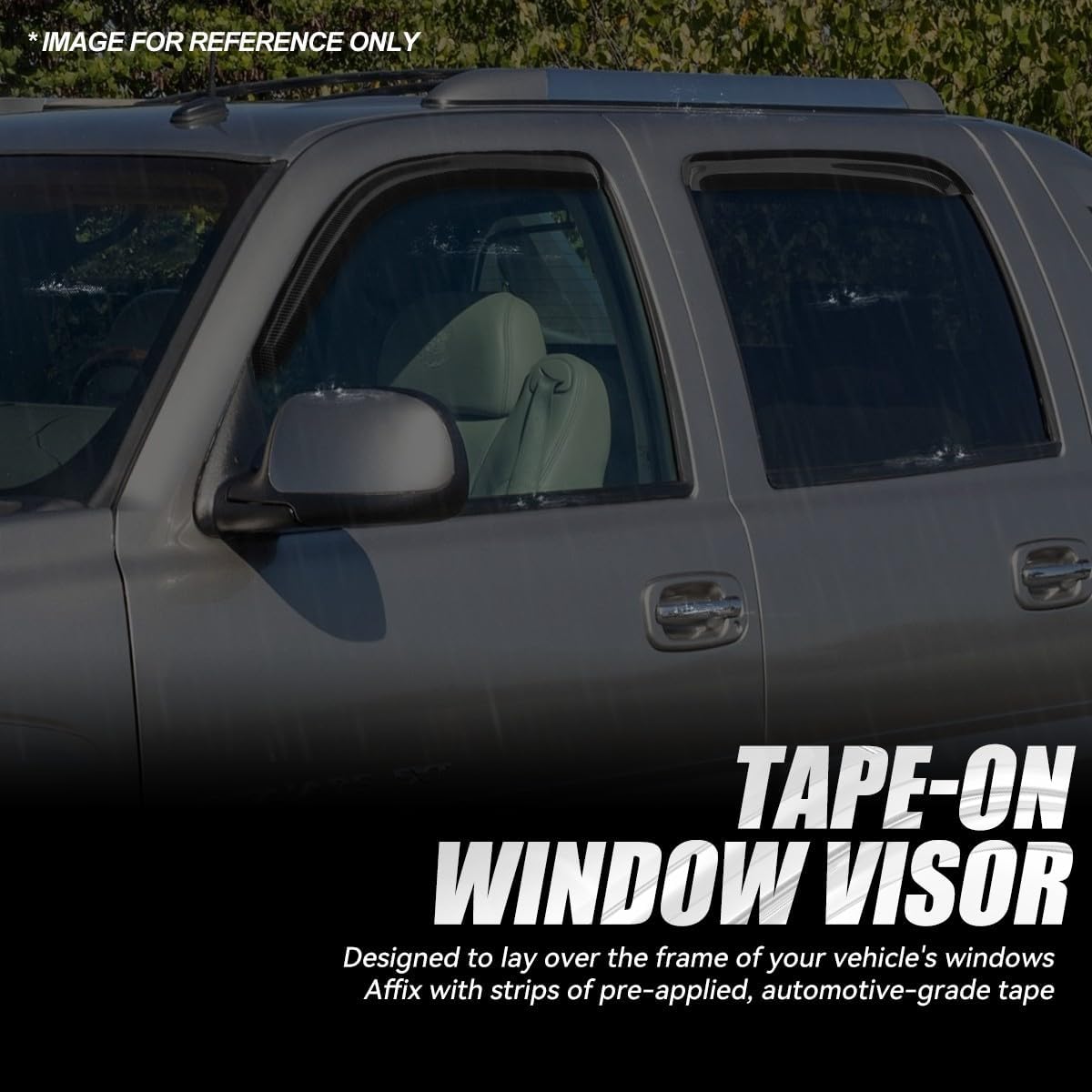 Auto Dynasty Set of 4 Carbon Fiber Pattern Window Visors Compatible with 2001-2007 Chevy Silverado Avalanche Suburban GMC Sierra Yukon Crew Cab, Tape-On Rain Guards Shield Vent Shade Deflector, Black