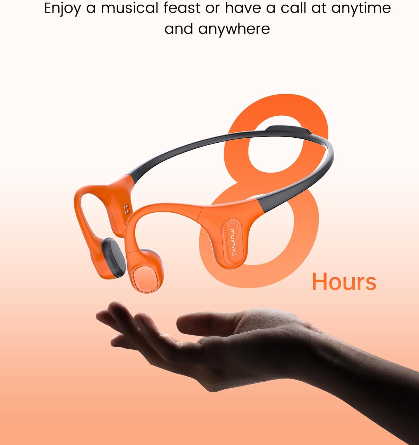 Aerra Bone Conduction Sport Headphones, IP67 Waterproof Workout Earphones, Open-Ear, Wireless Bluetooth with Mic, Secure and Comfortable for Running and Cycling, Orange and Black