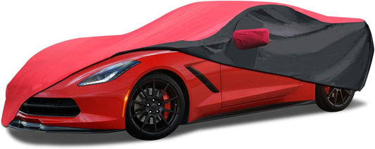 KAKIT Waterproof Car Cover Custom Fit for 2014-2019 C7 Stingray, UV Resistant Fade-Proof Cover for Chevy Corvette, Indoor & Outdoor Use (Red & Black Combo)