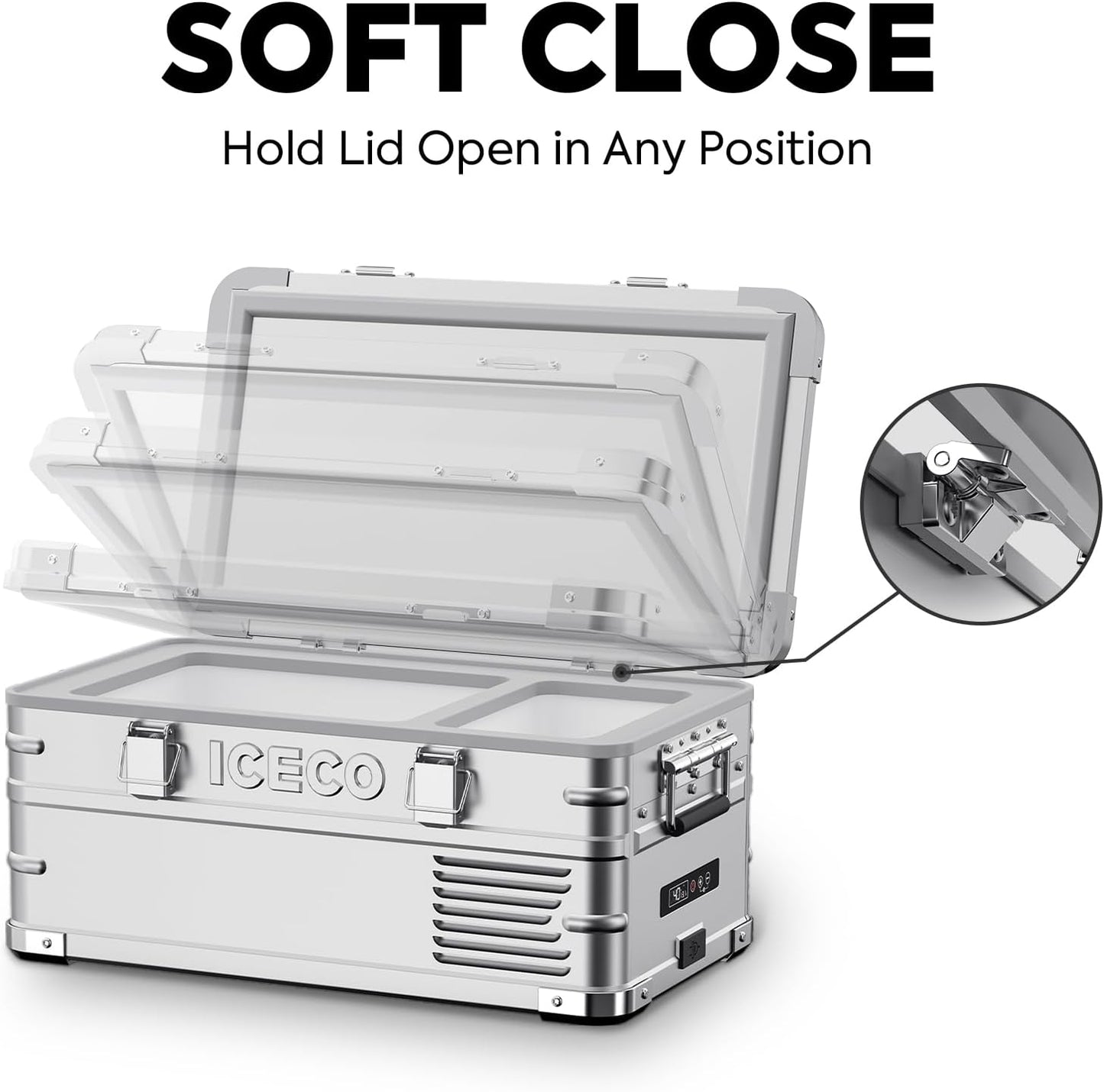 ICECO APL20 12 Volt Car Refrigerator, 21 Qts Light Duty Aluminum 12V Portable Fridge Freezer, Electric Cooler with SECOP Nano Compressor, -4℉~68℉, 12/24V DC, 100-240V AC for RV, Truck, Camping