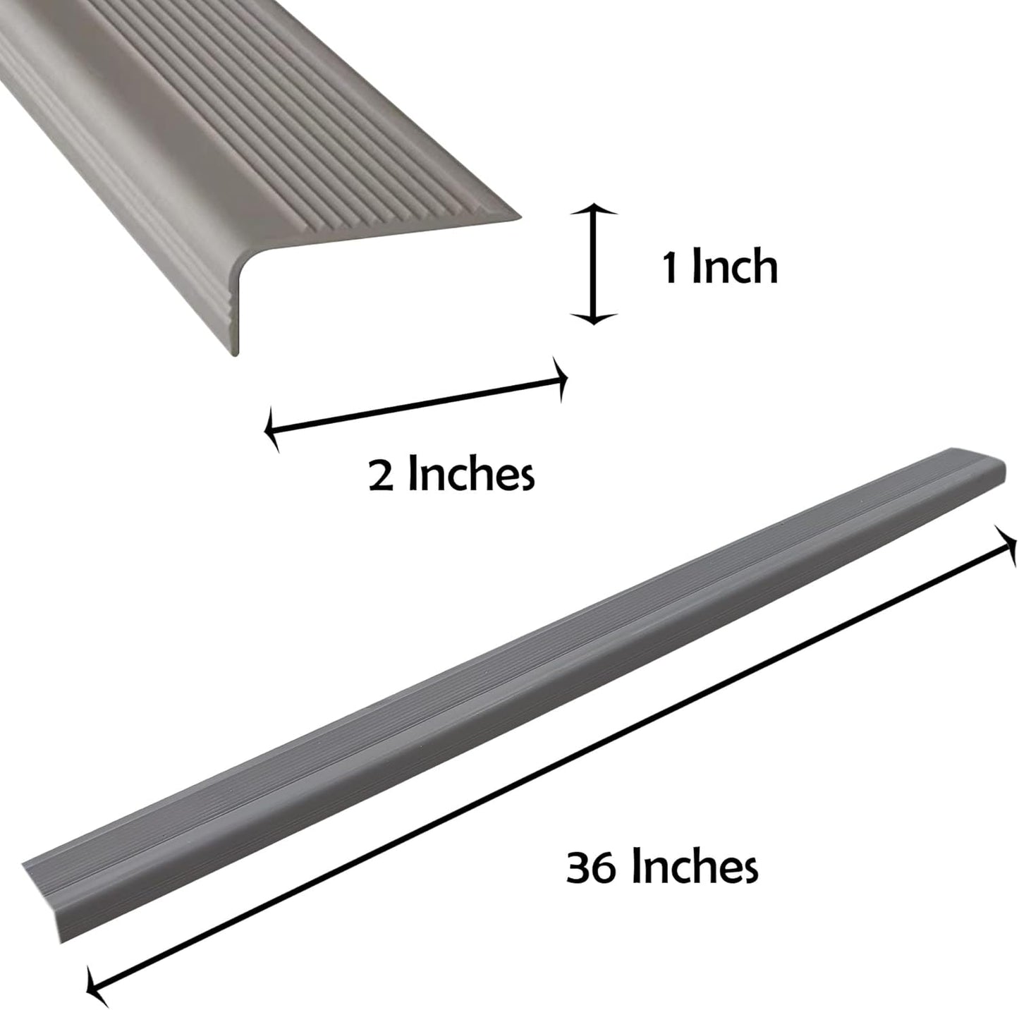 Rubber Bond Stair Edge Protector (Pack of 15) 36x2x1 inch Anti-Slip Stair Corner Trim Rubber Strips - Waterproof Self-Adhesive Staircases for Outdoor & Indoor Uses | Protect Kids & Pets - Grey