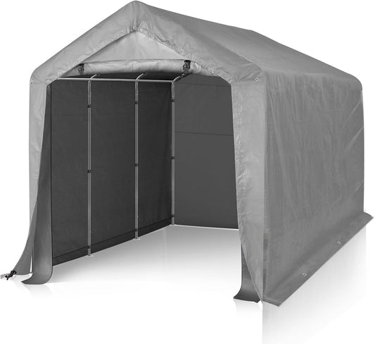 Outvita Outdoor Portable Storage Shed Tent, 8x12 ft Waterproof Carport with Roll-Up Zipper Door and Durable Galvanized Steel Frame, Ideal for Motorcycle, GTV, Bike, Wood Tool Lawn Mower Storage