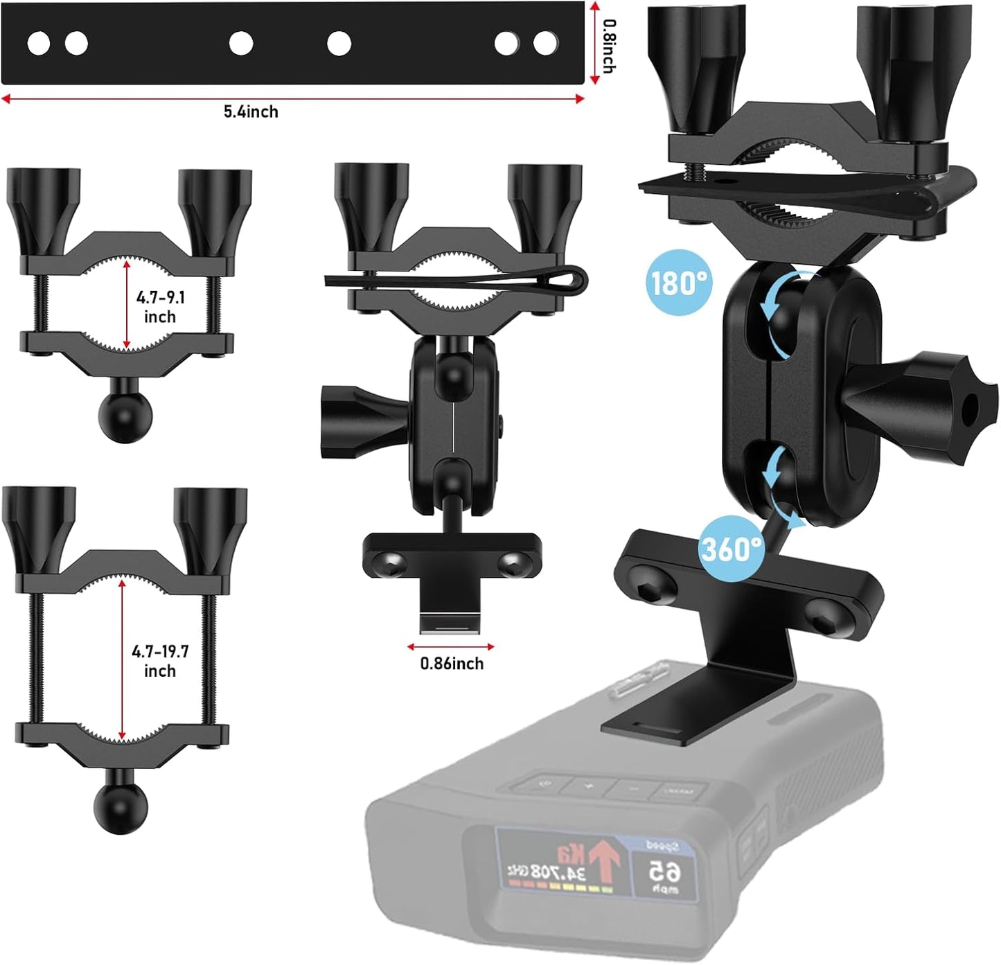Car Rearview Mirror Radar Detector Mount,Suitable for Uniden R7 R8 R8w Radar Detectors,Rearview Mirror Rod Radar Mount,Not Applicable to Other Listed Models (Only for Uniden Radar Detector R7 R8)
