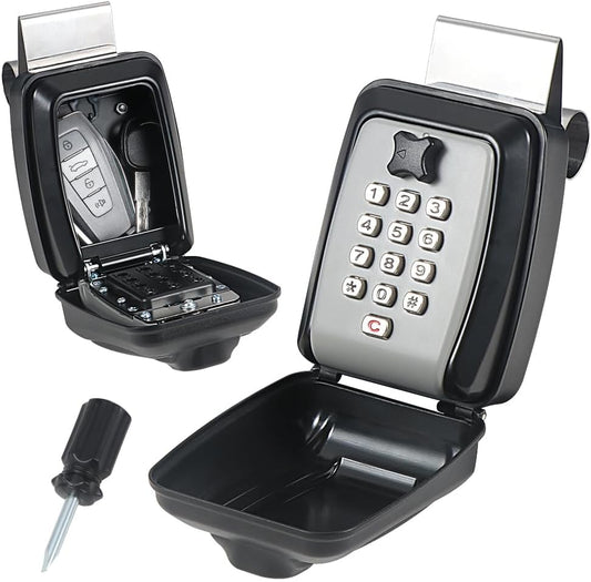 Car Window Punch Button Lock Box, Black Portable Car Key Lock Box, Sturdy Waterproof Large Capacity Lock Box for Turo, Ride Share, GetAround Anti-theft devices for vehicles