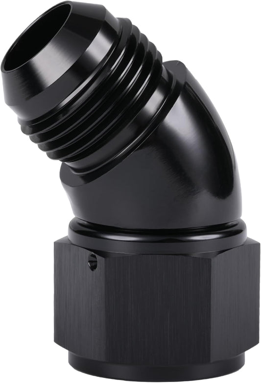 45 Degree 12AN Male to 12AN Female Swivel Full Flow Fitting Adapter Coupler Aluminum Black