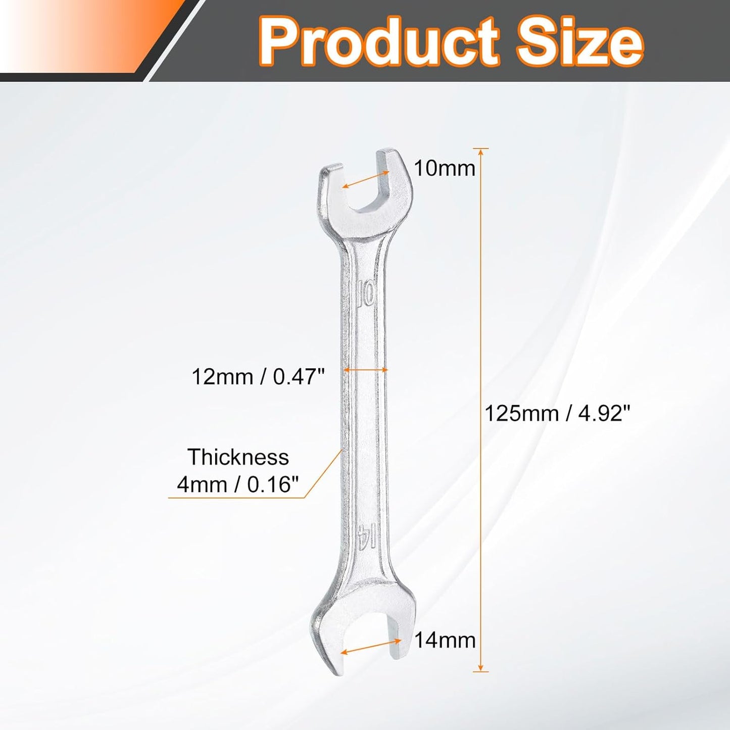 HARFINGTON Double Open End Wrench 10mm x 14mm Metric 15 Degree Offset Angle Small Flat Head Wrench Galvanizing Open Ended Spanner for Automotive Repair Furniture Assembly