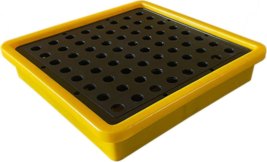 2 Drum Containment Spill Pallet, Polyethylene Low Profile Paint Bucket Tray, Industrial Garage Storage Detachable Shipping Leakproof Platform (Color : Yellow-1 Pack, Size : 13.4"x13.4"x2.6"