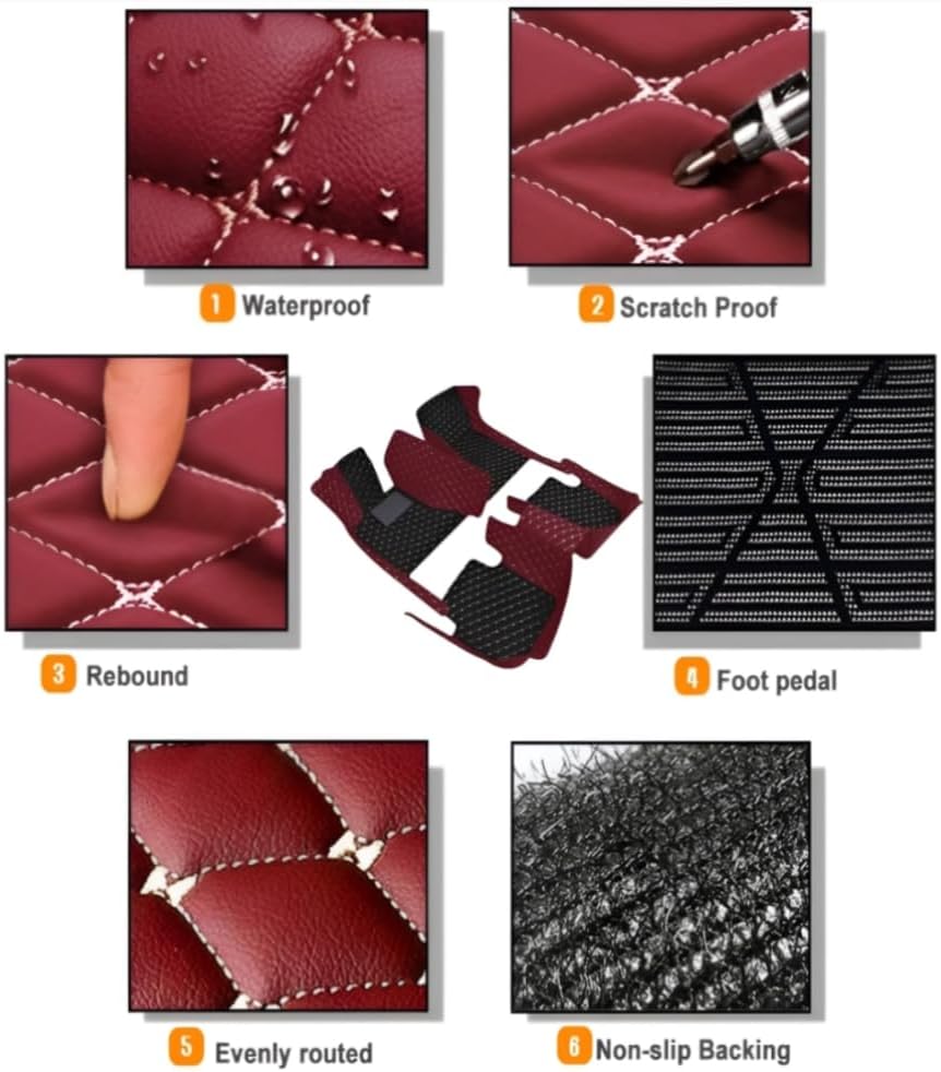 Add Personal Touch to Your Vehicle with IMEISH Customizable Logo Text Car Mats for 99% of vehiclesPads Protection Non-Slip Leather Floor Liners (Orange and Black Beige)