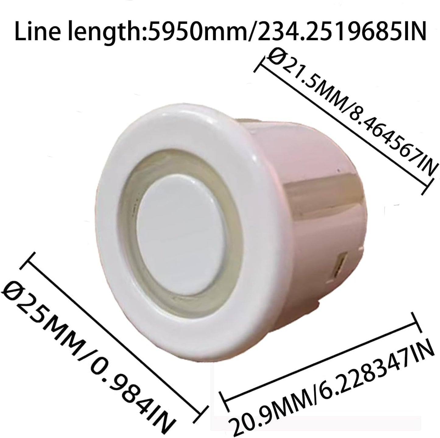 Pickup Truck Backup Radar System - Four 5.95m Sensors for Rear Installation, Compatible with Front Bumper Mounting - Enhance Safety & Visibility（White）