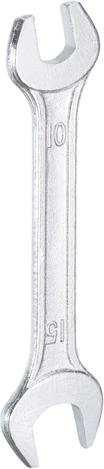 HARFINGTON Double Open End Wrench 10mm x 15mm Metric 15 Degree Offset Angle Small Flat Head Wrench Galvanizing Open Ended Spanner for Automotive Repair Furniture Assembly