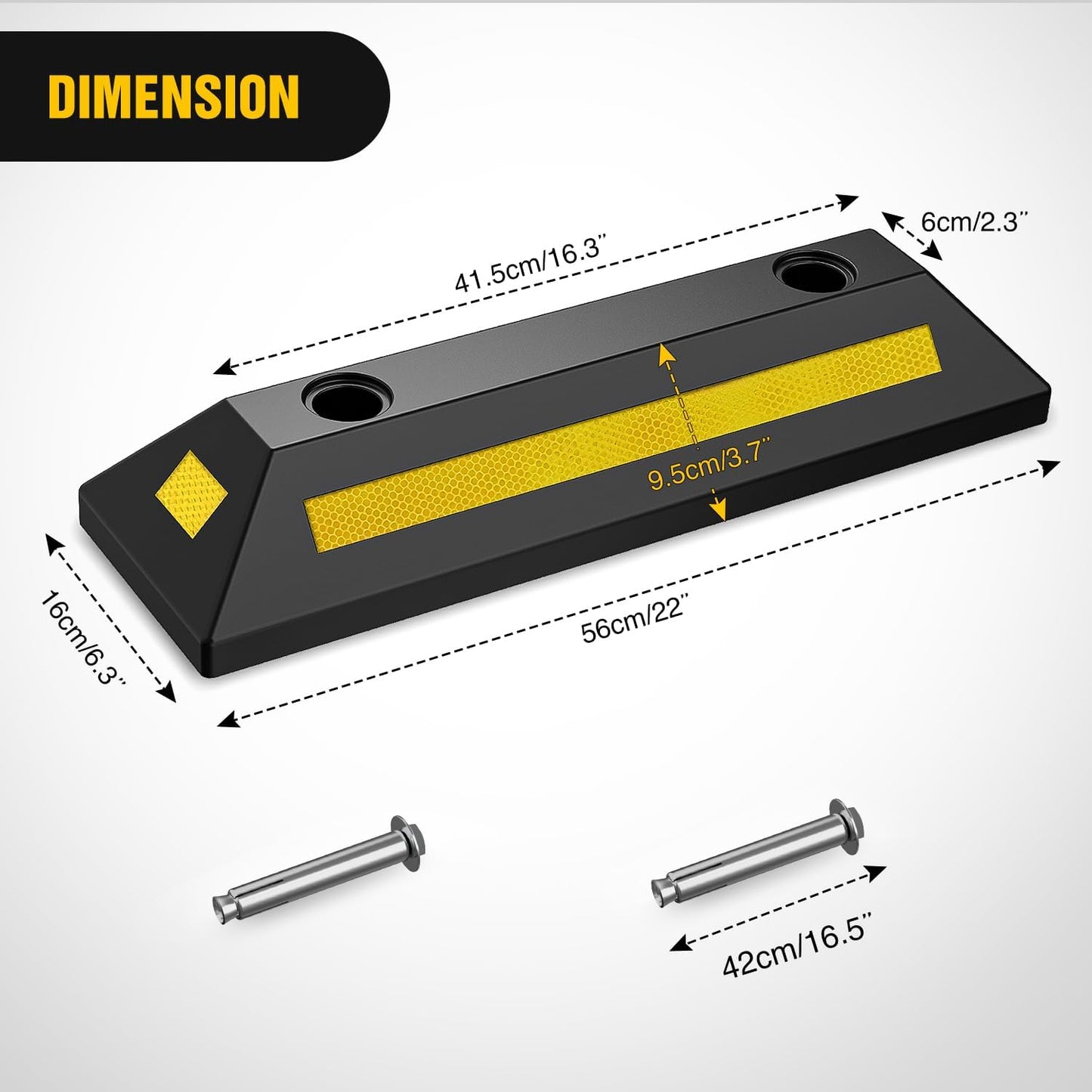 Nilight Parking Curb - Heavy Duty Rubber Garage Driveway Car Wheel Stopper Parking Aid Block Gadgets, 2-Pack