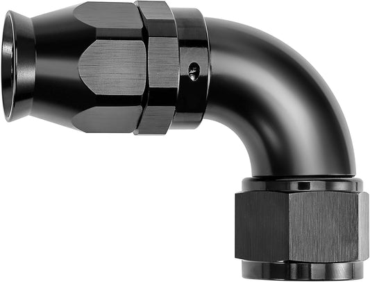EVIL ENERGY 6AN 90 Degree PTFE One Piece Full Flow End Hose Fitting Aluminum Black