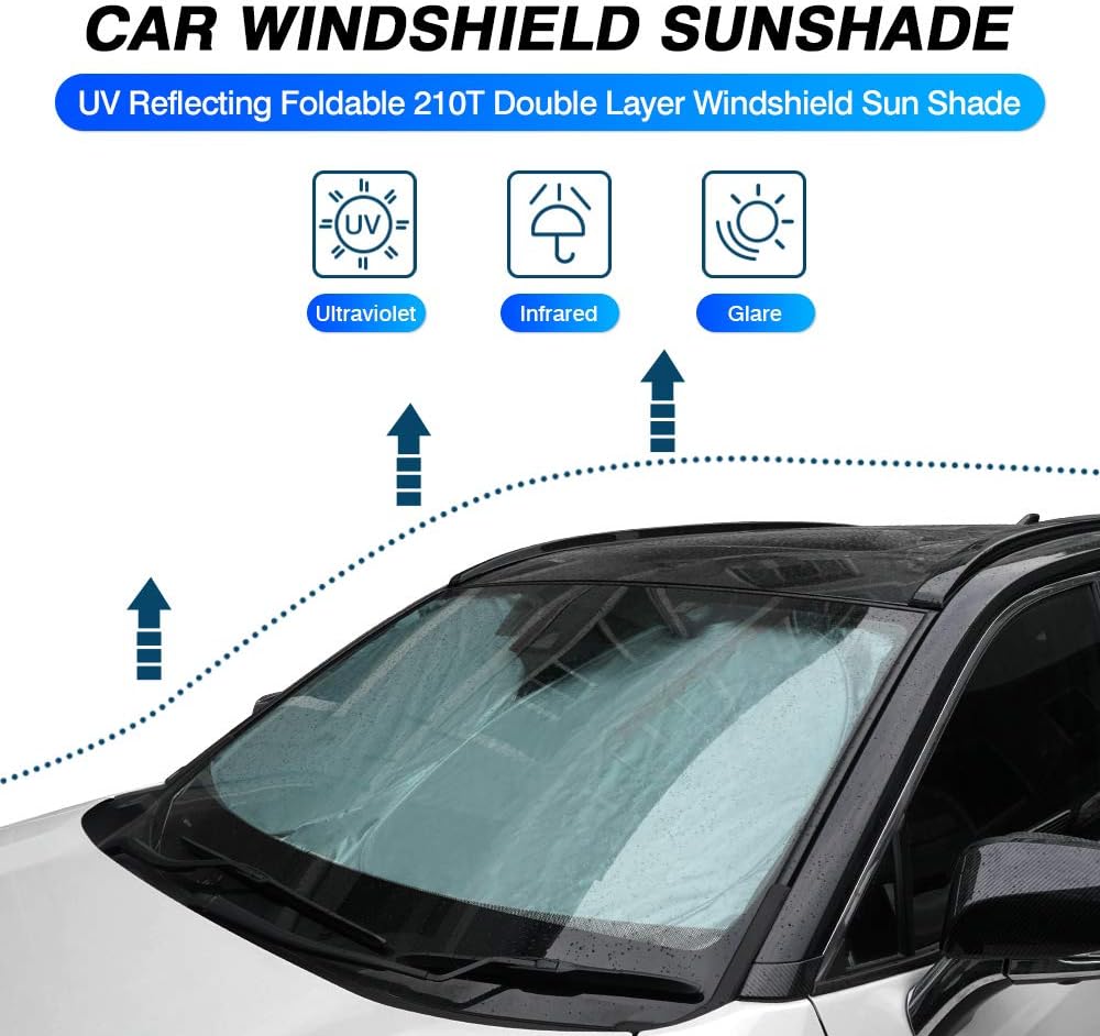 KUST Windshield Sun Shade for Toyota RAV4 2019-2023 2024 2025 Window Shade Sun Visor Cover Foldable Blocks UV Rays Keep Your Car Cooler