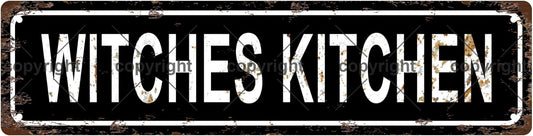 WITCHES KITCHEN Vintage Metal Tin Sign, Street Sign, Home Decor, Room Decor, Wall Decor, Bathroom Decor, Bar Decor, Cafe Decor, Garage Decor, 16 x 4 Inch