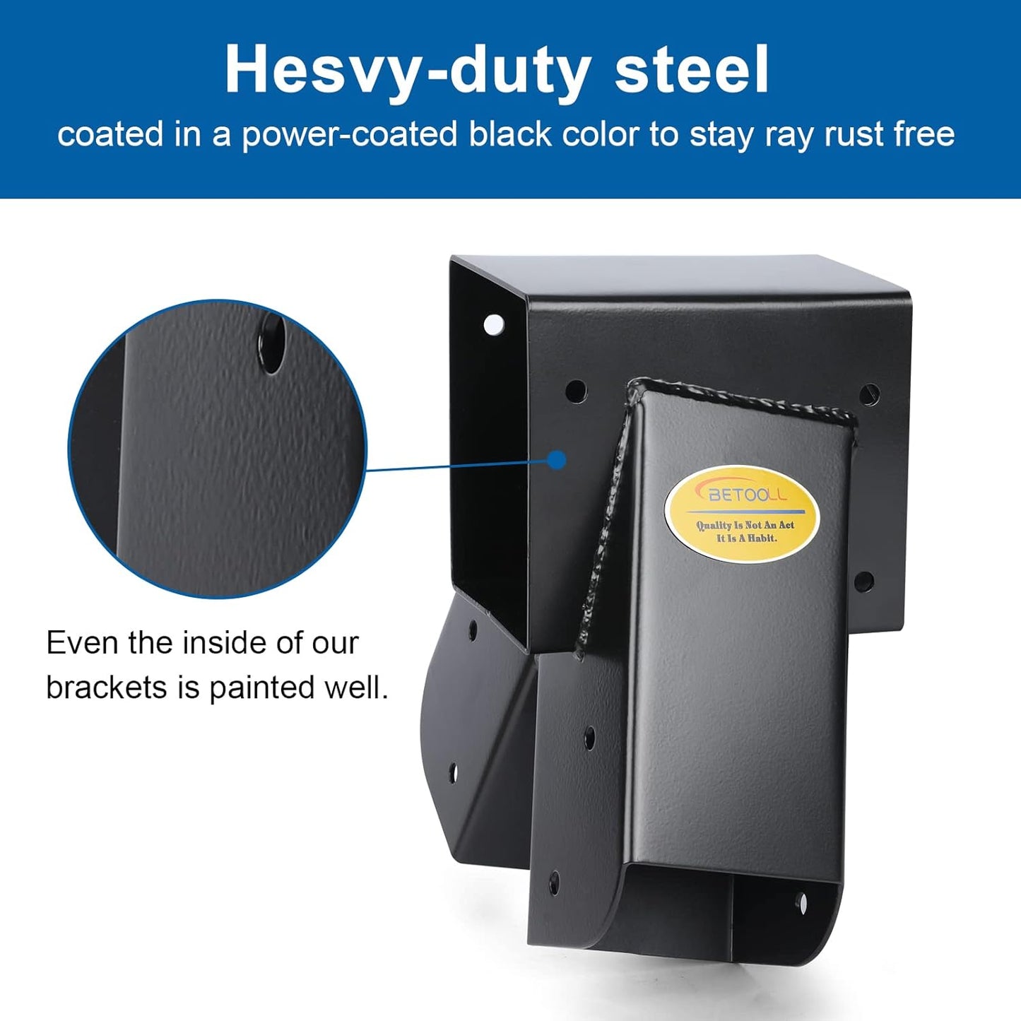 BETOOL Swing Set Brackets - 2pcs A Frame Swing Bracket Hardware with All Mounting Accessories (Black)