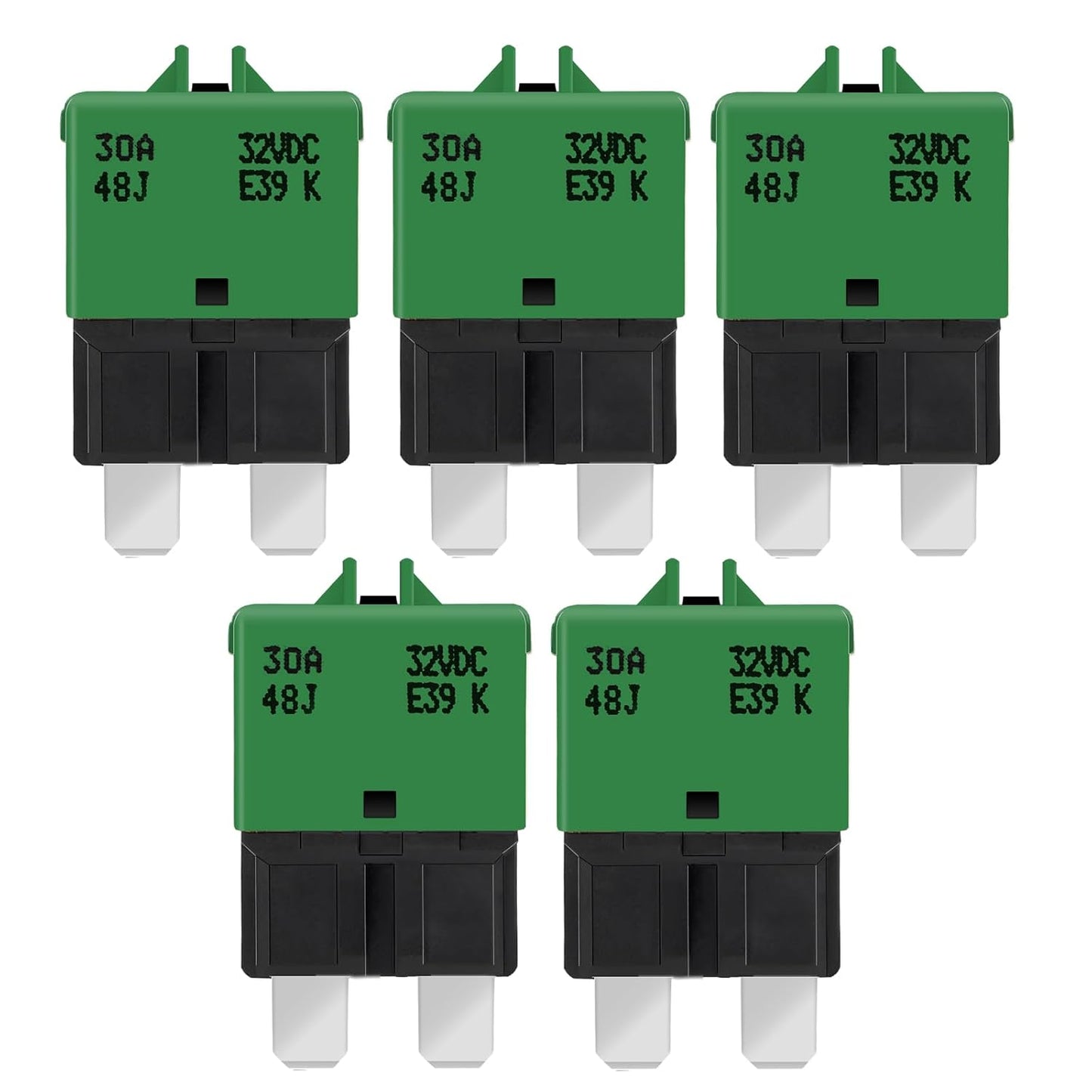 GLOSO Circuit Breaker Fuse E39 (T3) Manual Reset For Car Truck RV Automotive Marine Boat Trolling motor & Custom Wiring Audio battery protection/Low Profile ATC/ATO (30A - 5 Pack)