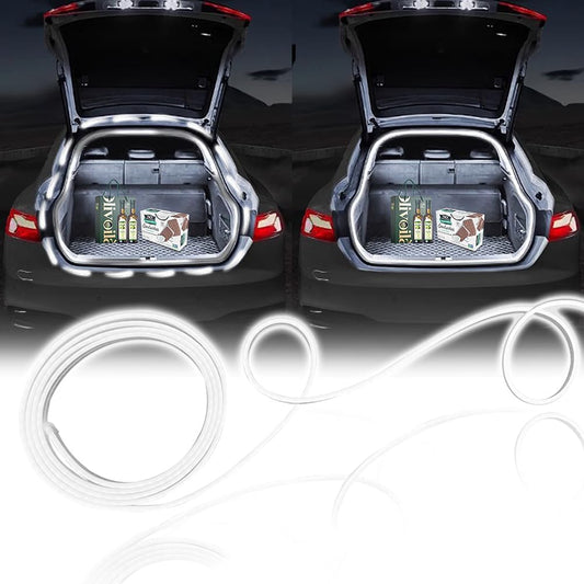Upgrade Dynamic Flowing Car LED Trunk Light Strip, 158Inch Universal Flexible Cutting Silicone Waterproof Neon Lights Strip, 12V Interior Ambient Lighting for Cars SUVs(White)
