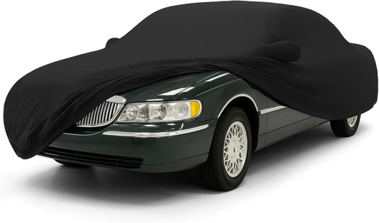 Soft Stretch Old Classic Car Cover Custom-fit for Lincoln Town Car 1998-2011 Full-Size Luxury Sedans Accessories for Indoor Underground Garage Car Show & Storage Dust Protection 215.4in
