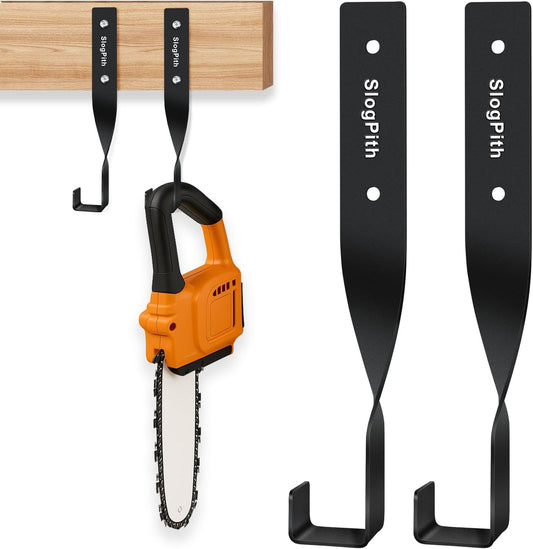 Chainsaw Holder,Chainsaw Holder For Garage Wall Mount, Garage Storage Hooks For Chainsaw,Backpack Blower,Weed Eater&Tools,Rustproof Chainsaw Wall Mount Hanger Organizes Tools,Saves Space (2 Pcs Black)