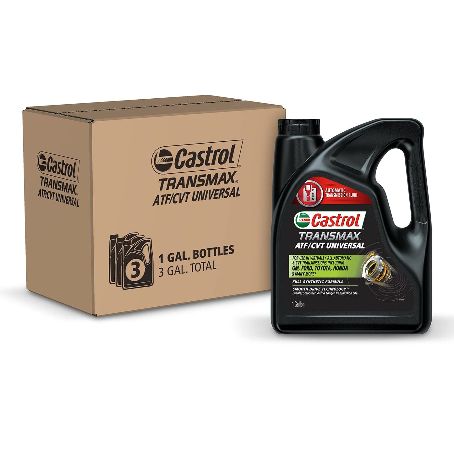 Castrol Transmax ATF/CVT Universal Automatic Transmission Fluid, 1 Gallon (Pack of 3)