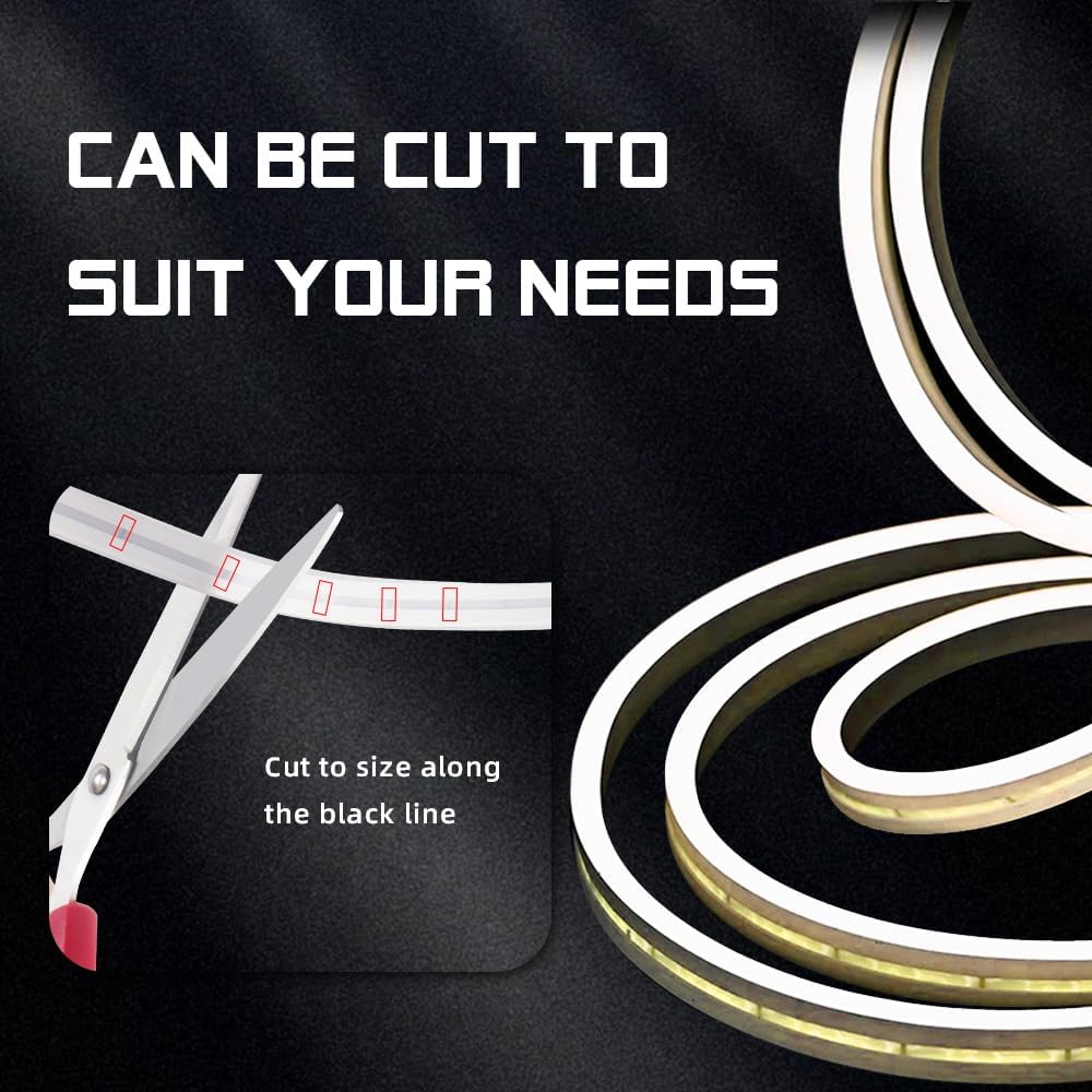 Car LED Strip Light For Trunk, 79Inch IP67 Silicone Waterproof Neon Light Strip Embedded, Flexible Cutting Universal Auto Interior Lights(Warm White)