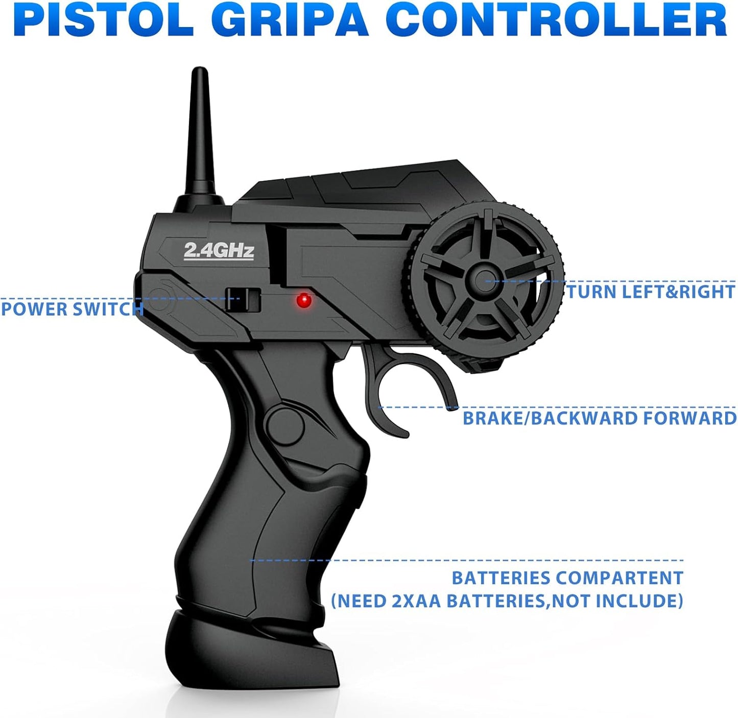 RC Drift Car, 1/24 2.4GHz 4WD Remote Control Car High Speed Drift RC Cars with LED Lights, Rechargeable Battery and Drifting Tires Racing Toy Cars for Kids Boys Girls Adults(Grey)