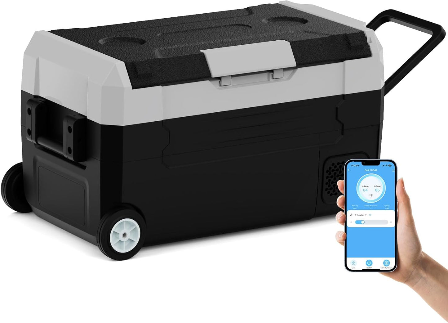 SubSun 12 Volt Car Refrigerator, 37QT Portable Fridge Freezer(-4℉~68℉), Compressor Cooler 12/24V DC and 110~240 AC for Truck Van RV Camper SUV Travel Camping Road Trips