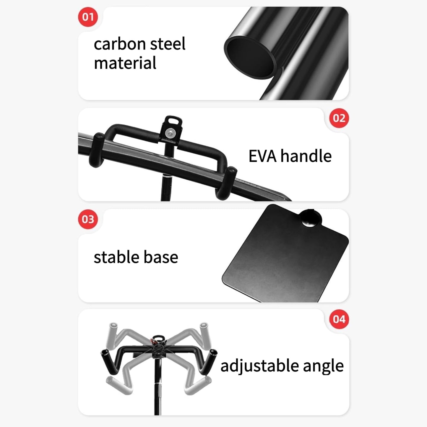 Rcool Carbon Steel Bike Stand,Adjustable 24-51in,Home Garage Parking Rack,Stable Anti-Slip,Durable Install,Frame Protection,Space-Saving，White