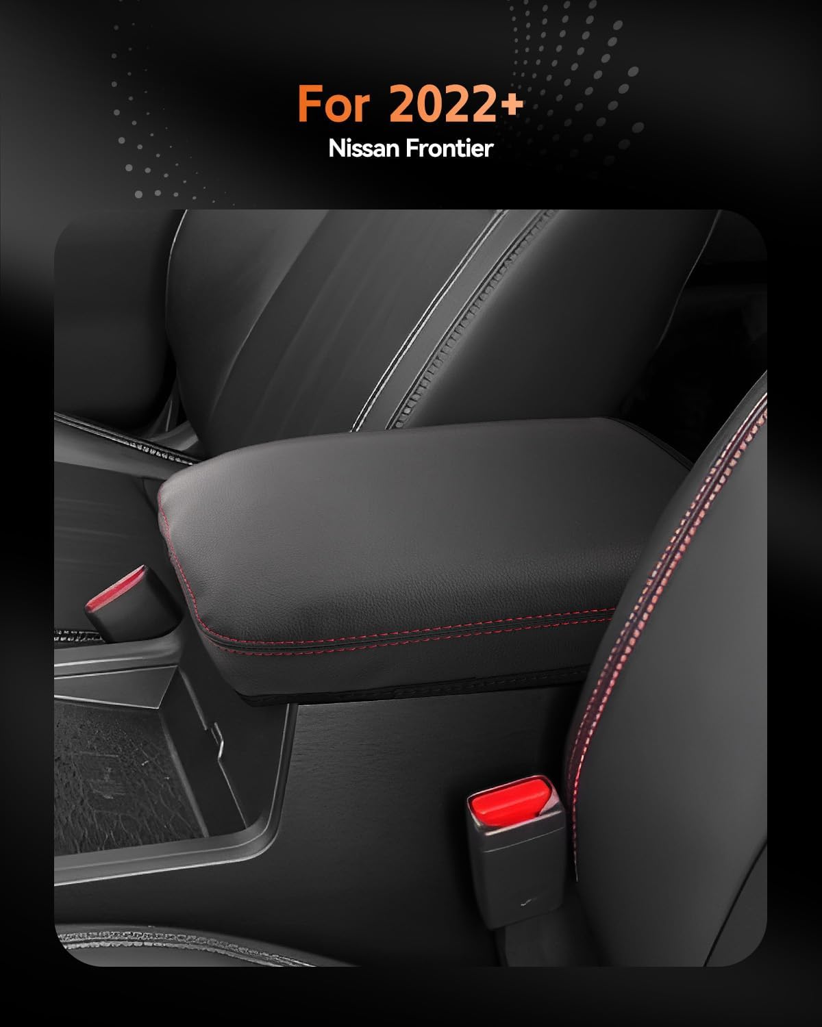 CDEFG for Nissan Frontier 2022-2025 Center Console Cover Armrest Box Cover for Frontier (S, SV, SL, Pro-X, Pro-4X) 2022 2023 2024 2025 Accessories Console Arm Rest Protector Red Line